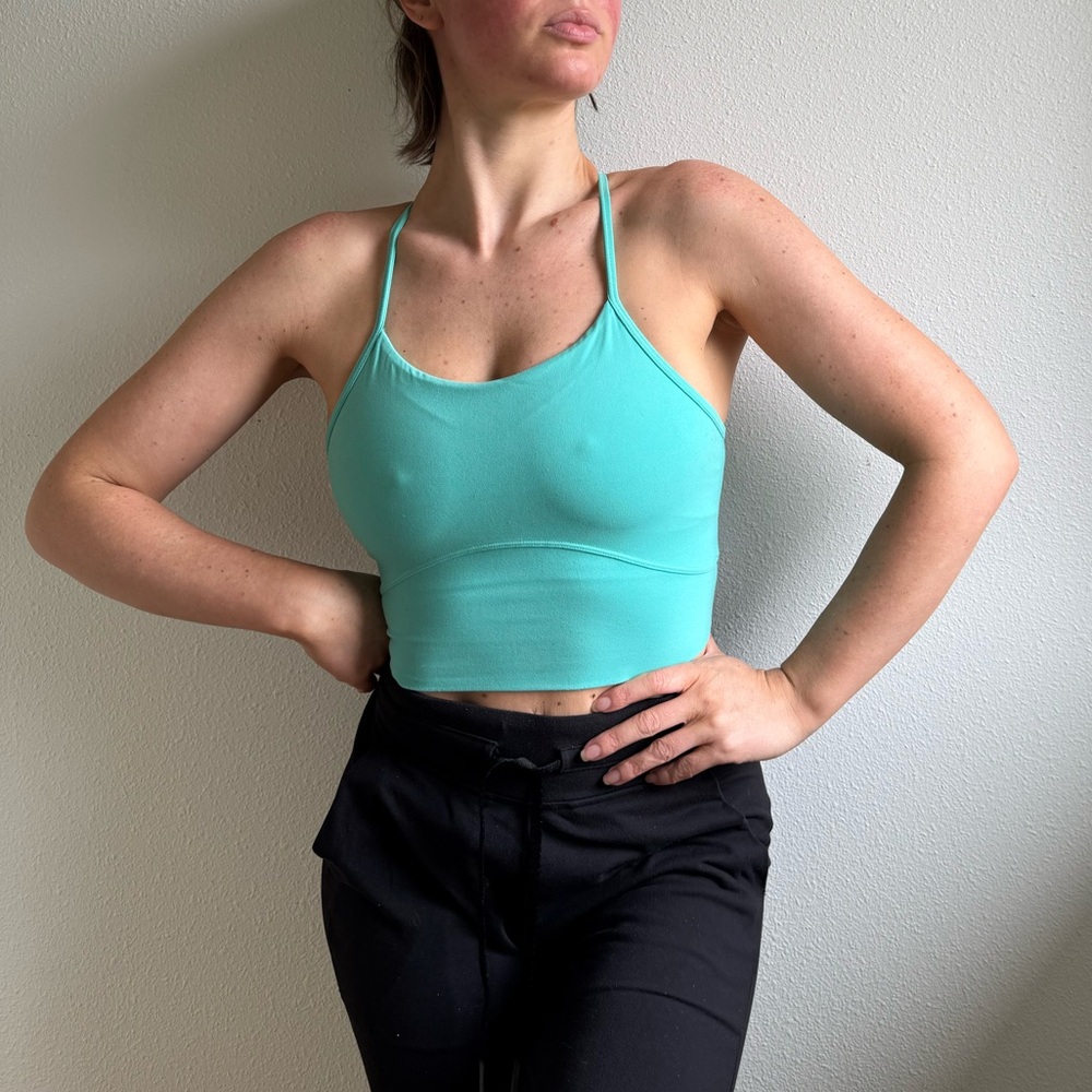 stori turquoise aqua Seamless Workout Tank Top with Scoop Neck size 4